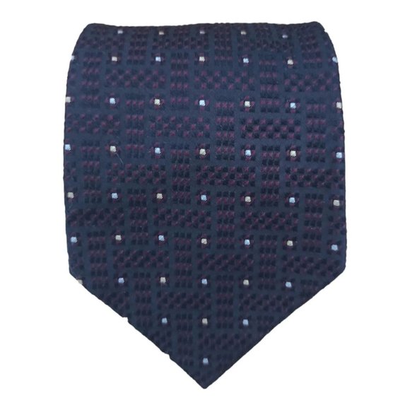 CANALI Black Geometric Silk Tie ITALY 58